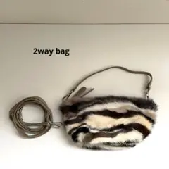 【美品】2way ショルダーバック ✨ファーバック✨ アニマル柄 ベージュ