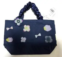 新品タグ付き　パンパンチュチュ　お花とリボンのミニフリルトート　ネイビー
