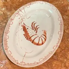 【レア品】【美品】台湾海老皿　エビ皿　ヴィンテージ食器　オーバル皿　レトロ食器 美品】台湾海老皿 特大皿 レトロなビンテージ食器(33cm) - メルカリ