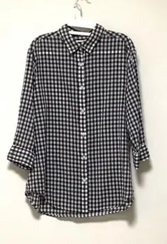 無印　Lサイズ チェック柄 7分袖シャツ　中古