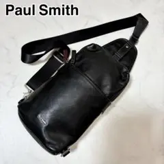 良品✨ポールスミス ボディバッグ オールレザー ロゴ金具 ブラック ショルダー
