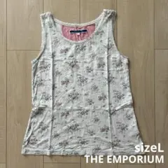 THE EMPORIUM コットン花柄タンクトップ サイズL