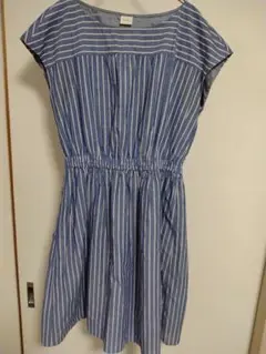 テチチのストライプのワンピース 麻混