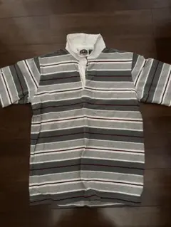 ストライプ ハーフジップ ポロシャツ