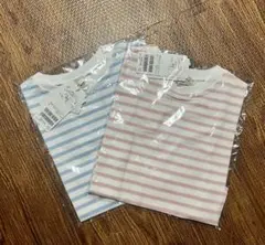 プティマイン ボーダー 半袖Tシャツ 90cm 水色 ピンク