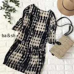 美品♪ba＆sh♪抽象模様♪しなやかシルク100%♪七分袖 ミニワンピース　F