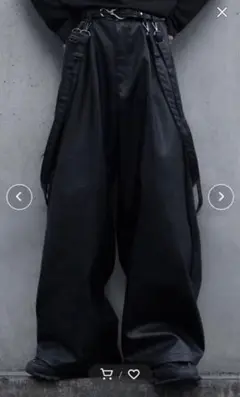 【cussil】11.5oz ルーズシルエットダブルサスペンダーワイドパンツ　M