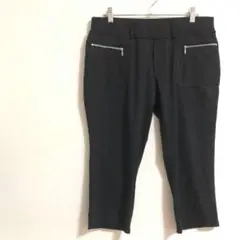 クロップドパンツ（LL）黒　半端丈　ポケットファスナー伸縮性あり　a3734