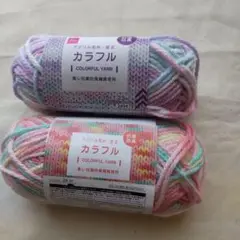 ダイソー毛糸　カラフル　アクリル毛糸 35g 2個セット