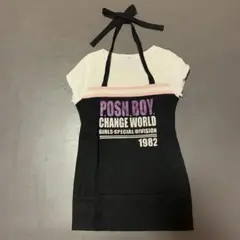 キッズTシャツ 長め丈 首元リボン 130cm