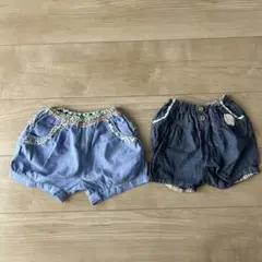 デニムとライトブルーのボトムス2枚セット