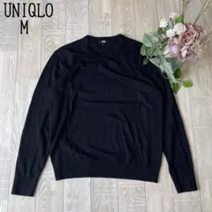 【ユニクロUNIQLO】エクストラファインメリノ　メンズクルーネックセーター　黒