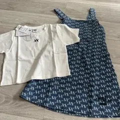 (新品)2点セット ANAP デニムワンピース Tシャツセット130cm