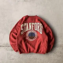 USA古着vintageスタンフォード大学カレッジスウェット前Vひび割れレッドM