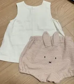 petit main ミッフィー　ウサギ耳付きパンツ ワンピースセット