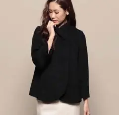 アナイ ANAYI ❤︎アンゴラ混 ノーカラー ショートコート ブラック 38
