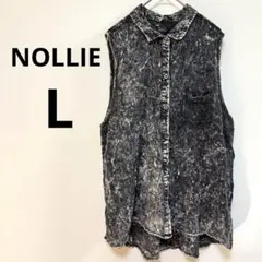 NOLLIE 【L】ケミカルウォッシュ風 ノースリーブシャツ 古着