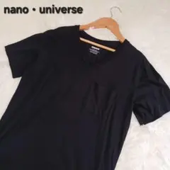 美品★ナノユニバース VネックTシャツ 無地 ブラック
