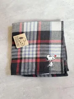【新品未使用】PEANUTS スヌーピー チェック タオルハンカチ 大判