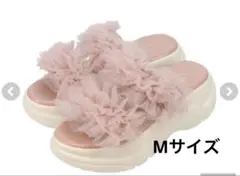 しまむら 辻希美 アンジュシャルム フリル サンダル M ピンク