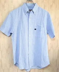 PORTLAND 半袖シャツ 水色チェック M