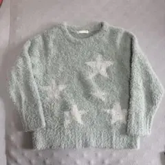 美品　GU ミントグリーン 星柄セーター 120