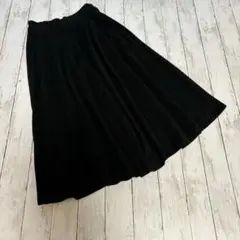 【レイカズン】フレアスカート【F】黒　膝丈　シンプル　古着