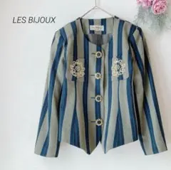 刺繍 毛100% カジュアル ジャケット LES BIJOUX レ・ビジュー