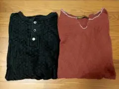 【長袖カットソー2枚セット】BEAMS ビームス黒／その他ワインレッド