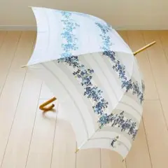 Christian Dior 長傘 花柄　木製ハンドル カバー付　ホワイト