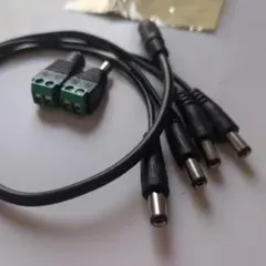 DC電源ケーブル4分岐ケーブル40cmDC オスメスアダプタ付き各1個付