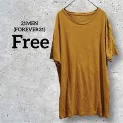 21MEN FOREVER21【フリーサイズ】マスタードカラー半袖Tシャツ