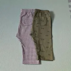 UNIQLO ユニクロ レギンス パンツ ストレッチ 2枚チェック柄・カーキ