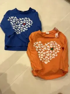 長袖　ロンT ハート柄＆メッセージTシャツ2枚セット 90