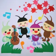 大きい壁面飾り*虫の音楽隊①