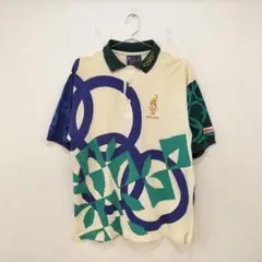ヘインズ Hanes アトランタオリンピック1996 USA製 総柄ポロ【M】