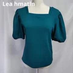 Lea hmatln ティール スクエアネック パフスリーブ トップス