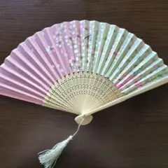 和風 花柄 扇子 未使用