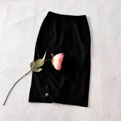 H＆M❀タイトスカート 黒 フォーマル ひざ丈 ボタン付き 上品 小さめサイズ