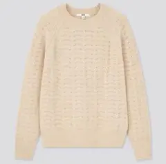 【UNIQLO】 ユニクロ ライトスフレヤーンポインテールクルーネックセーター