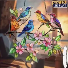 ［最終値下げ］新品　鳥5羽と花　サンキャッチャー　かわいい　20×20