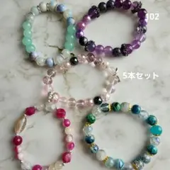 カラフルガラスビーズブレスレット5本セット