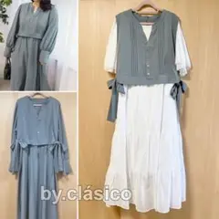 <最終タイムセール> CLETTEオリジナル★サイドリボンセットアップワンピース