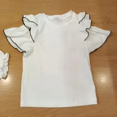 GU　フリルオープンショルダーカットソー
