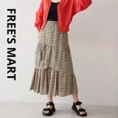 【セール】　FREE’S MART チェック柄 フレアスカート　Ｓ　黒とベージュ