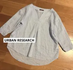URBAN RESEARCH リネン混 フロントタックブラウス ストライプ