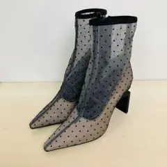【美品】ロイヤルパーティー アソートショートブーツ シアードット L ブラック