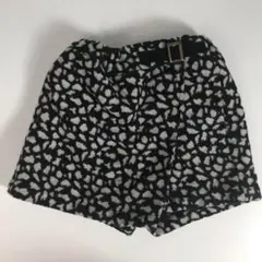 子供服 90㎝ プティマイン キュロット レオパード柄 黒グレー F1A167