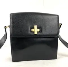 【美品】CELINE ターンロック ショルダーバッグ ゴールド ブラック