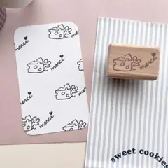 merci ❤︎ねずみスタンプ　消しゴムはんこ　 stamp 動物　チーズ
